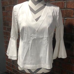 White House Black Market White V-Neck Blouse. Worn once. Size 6.